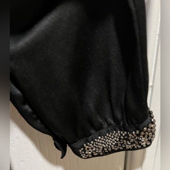 H&M Long Sleeve Black Beaded Dress Size 4 - Picture 4 of 6